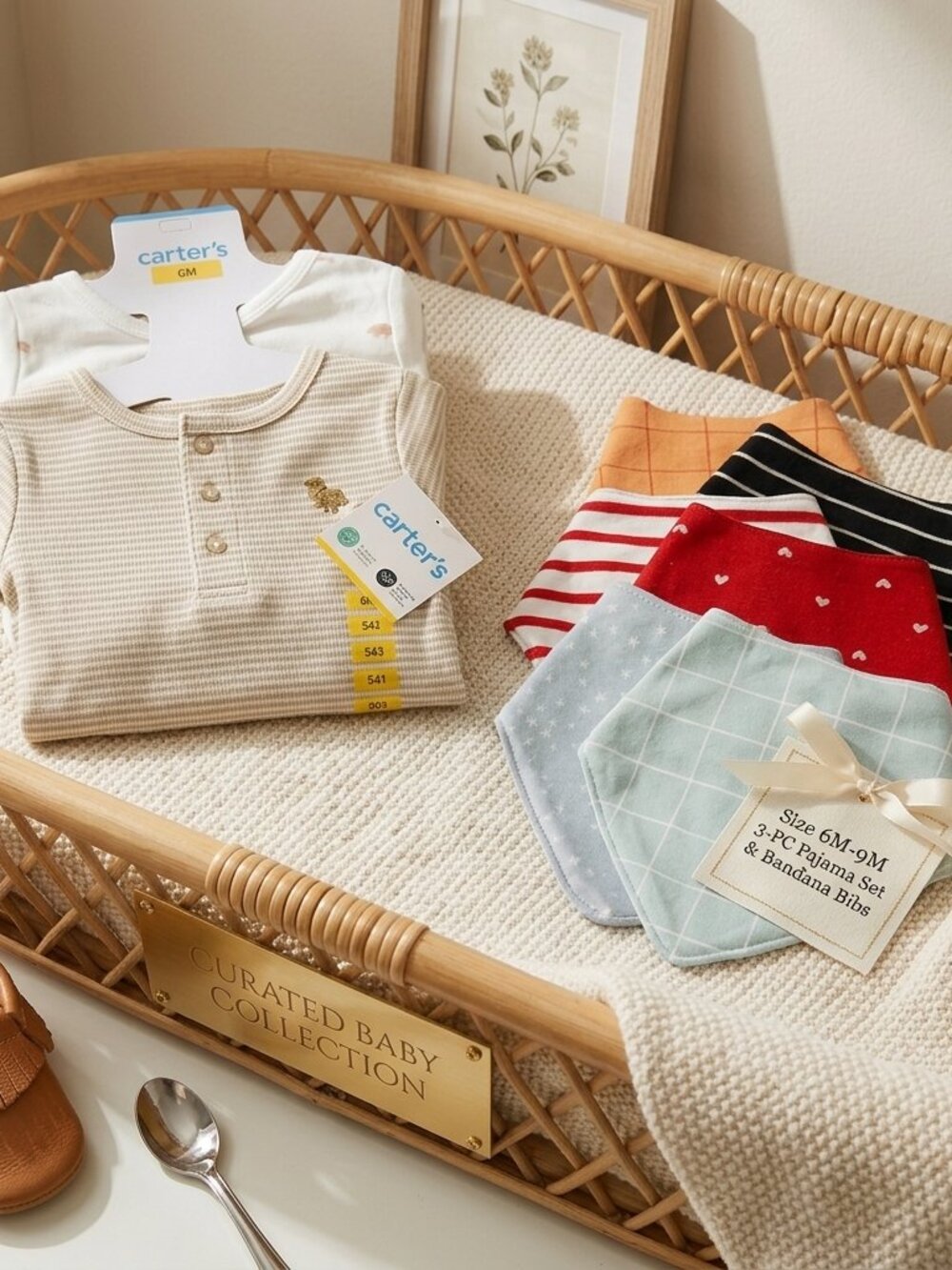 Carter’s Just One You Baby Boy Farm Animal 3‑Piece Outfit Set + 6 Bibs 3M NWT